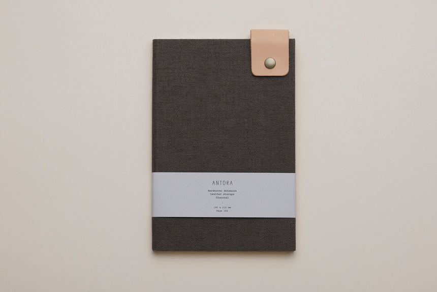 Hardcover Notebook / Charcoal +Leather storaps