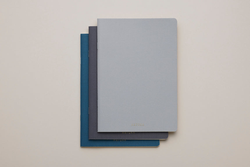 Linen Notebook 3冊セットB (Light Gray / Gray / Navy Blue)