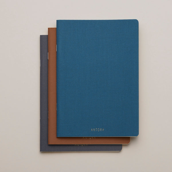Linen Notebook 3冊セットA (Navy Blue / Brown / Gray) – ANTORA SHOP