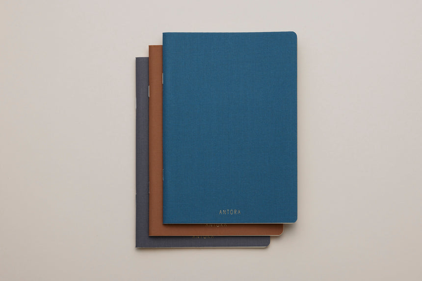 Linen Notebook 3冊セットA (Navy Blue / Brown / Gray)
